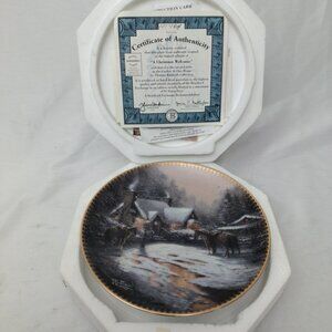 Thomas Kinkade A CHRISTMAS WELCOME Plate Gather At Our HomeW/ COA 1997 vintage